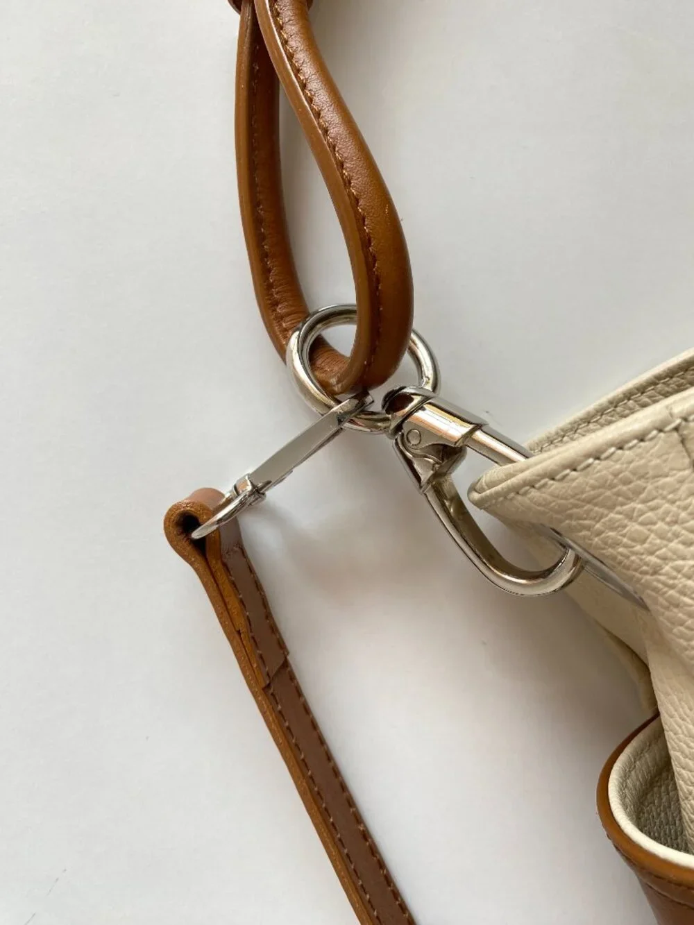 I Medici Firenze Leather Ivory Brown Convertible Hobo Shoulder Bag Made in Italy